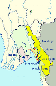 Myanmar Itinerary Map for Package AP11