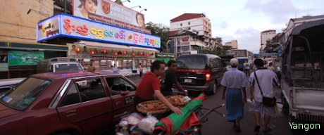 A busy Yangon Street.