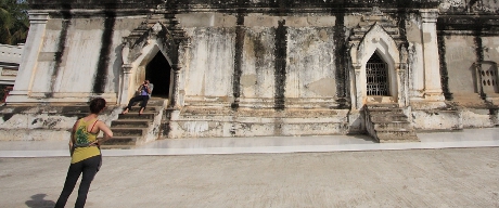 Tourists taking pictures in Bagan.