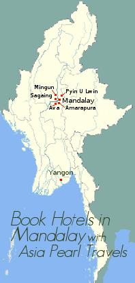 Map showing Mandalay and nearby attractions