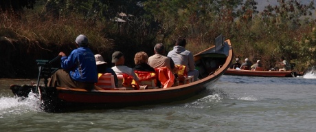 Tourists going for boating trip in Inle.