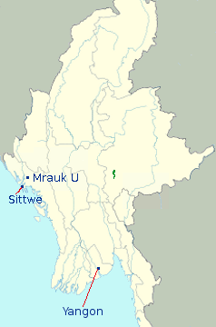 Myanmar Itinerary Map for Package AP8