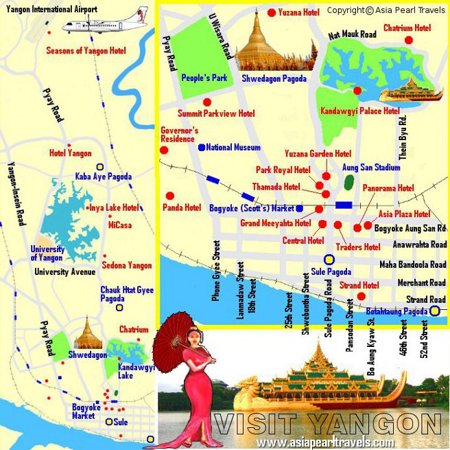 Yangon City Tour Map