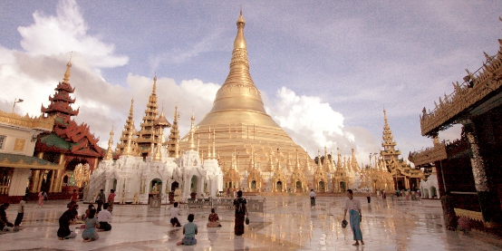 Buddhist Devotees at Shwedagon Pagoda