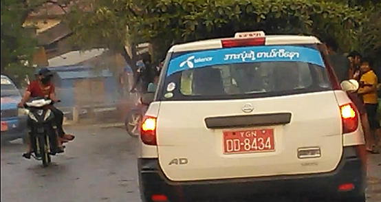 Telenor Myanmar Ad on taxi